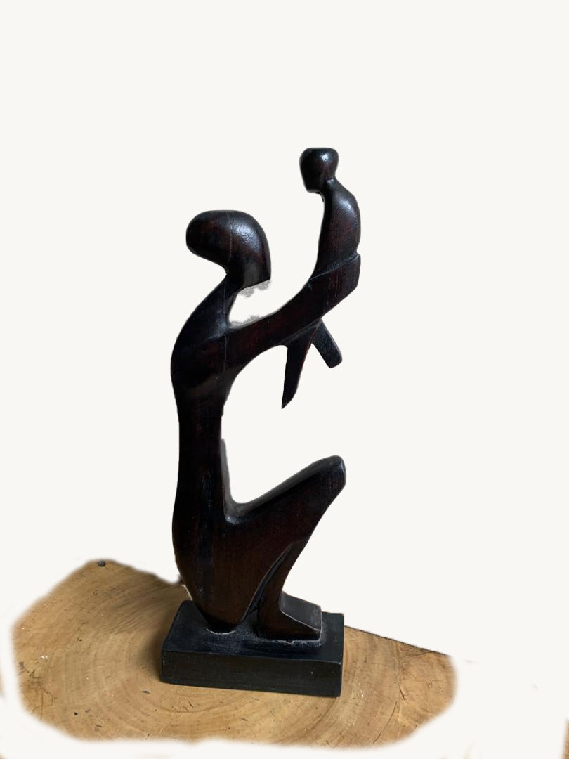 Abstract carved mother and child. Small size