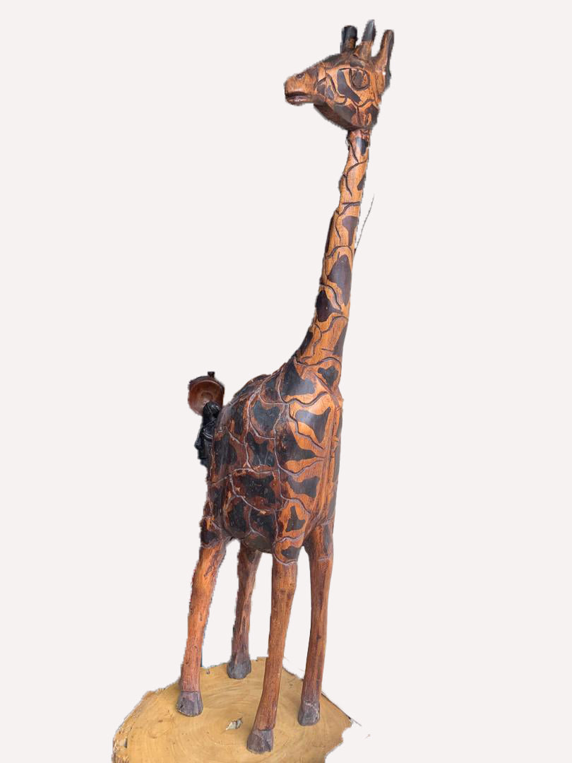 A Wooden Giraffe Sculpture