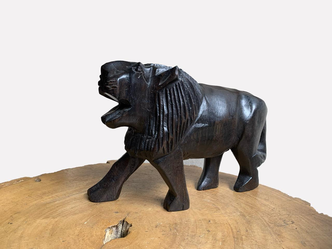 King of the Pride: Wooden Lion Art Piece